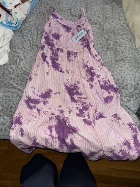 Cat & Jack Pink and Purple Tie-Dye Ribbed Maxi Dress